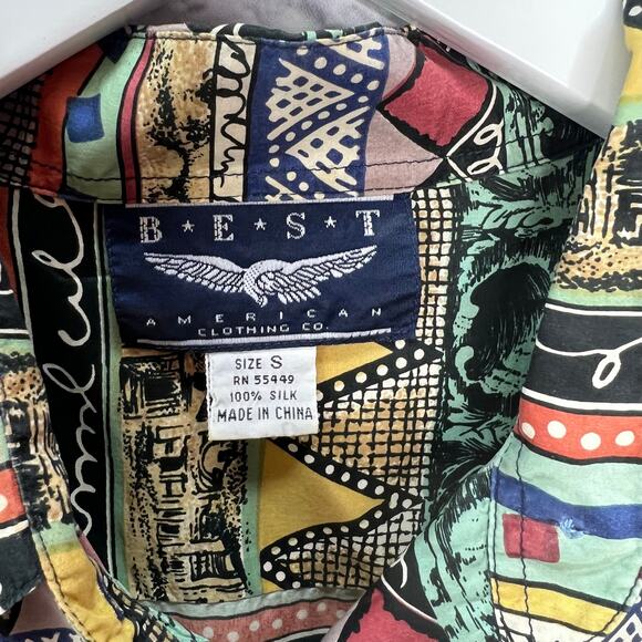 Vintage 90s Womens Silk Shirt Button Front Abstract Stripe Size S Retro - Picture 4 of 5